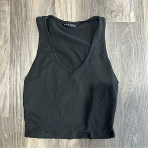 Black v neck shein tank top crop top